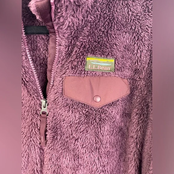 L. L. Bean Purple Fuzzy Sherpa Zipper Front Winter Jacket Size Small Women’s EUC - Picture 4 of 9